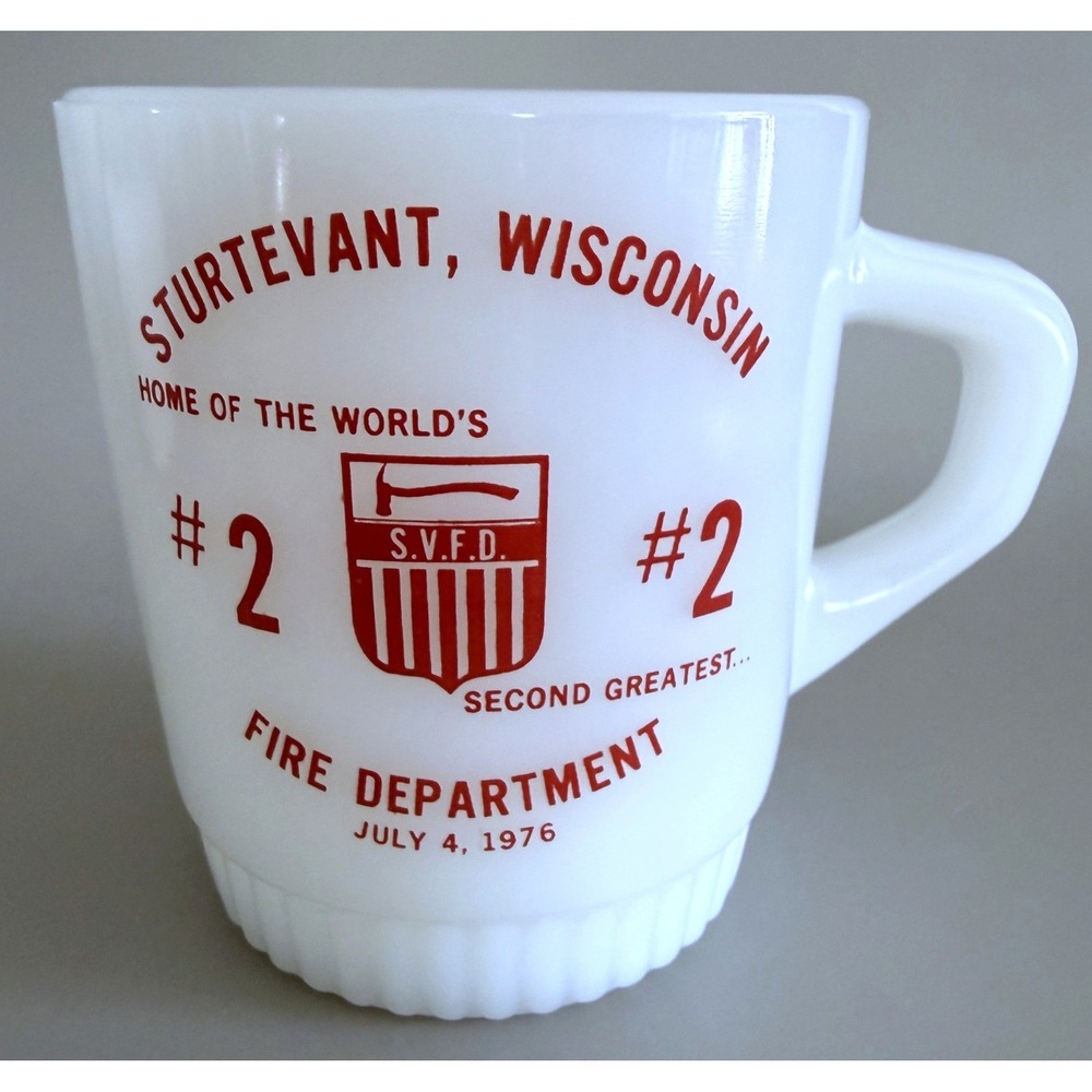 Sturtevant Wisconsin Fire Dept Mug Anchor-Hocking Fire-King Bicentennial Cup '76